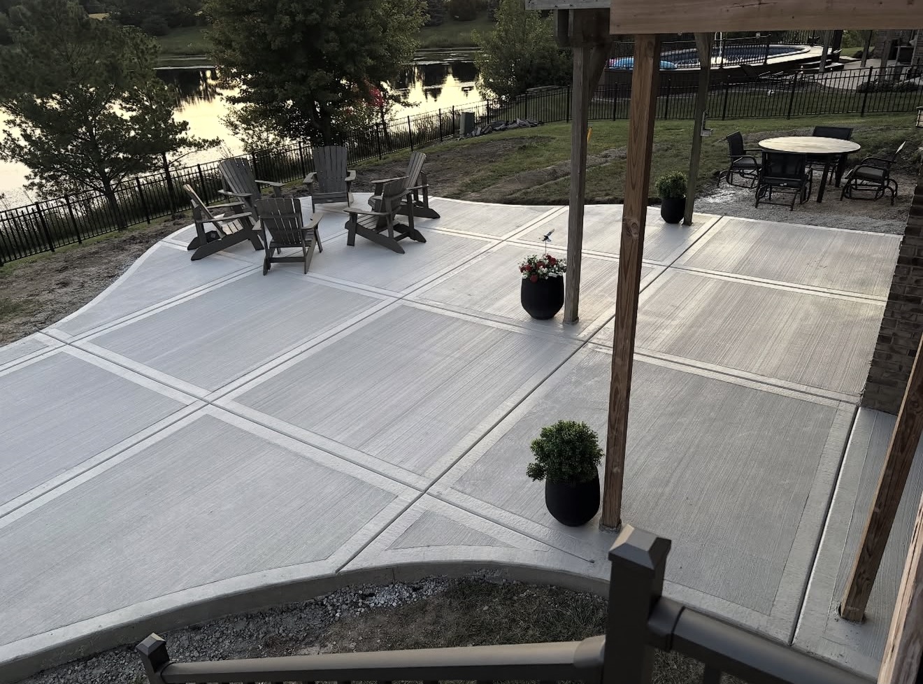 Large concrete patio with broom finish by ZBL Concrete