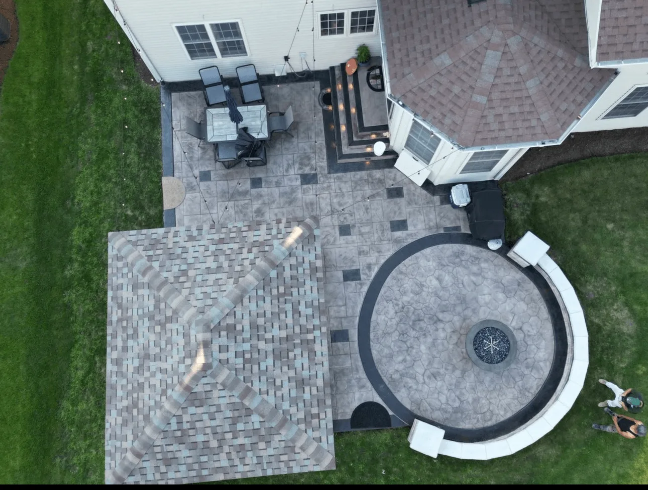 Stamped concrete patio pattern detail in La Grange IL by ZBL Concrete