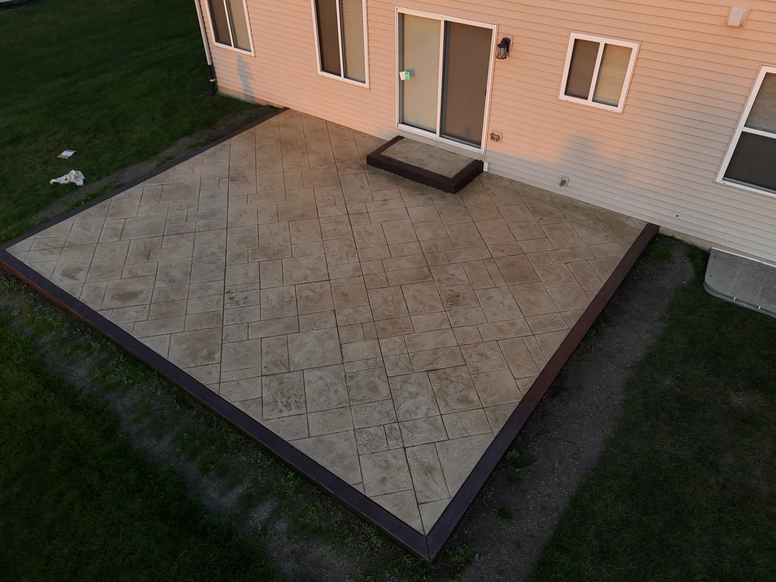 Rectangular stamped patio corner angle perspective